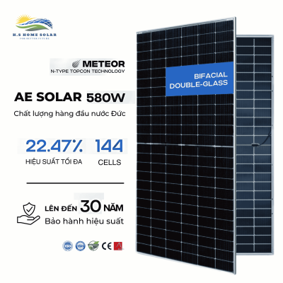 TẤM PIN AE SOLAR 2 MẶT KÍNH 580W